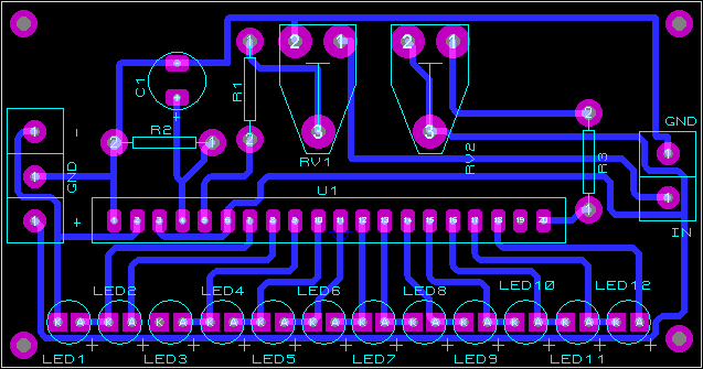 Le circuit imprimé vumetre